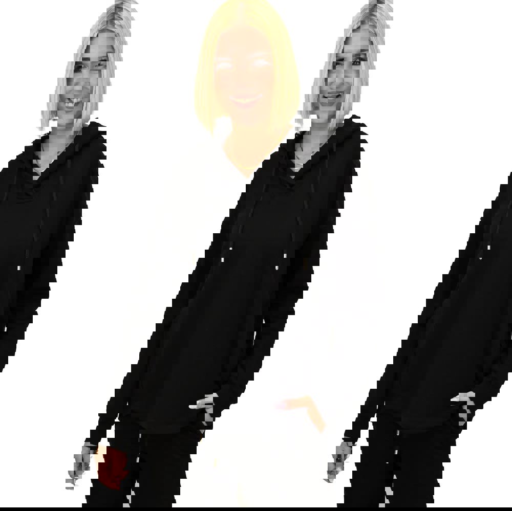 Γυναικείο φούτερ ασύμετρο Μαύρο 21793