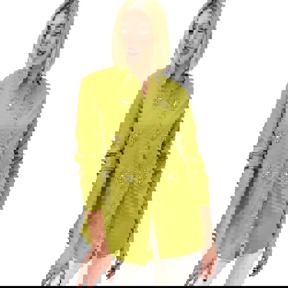 Γυναικείο πουκάμισο με κέντημα Λαχανί 18813