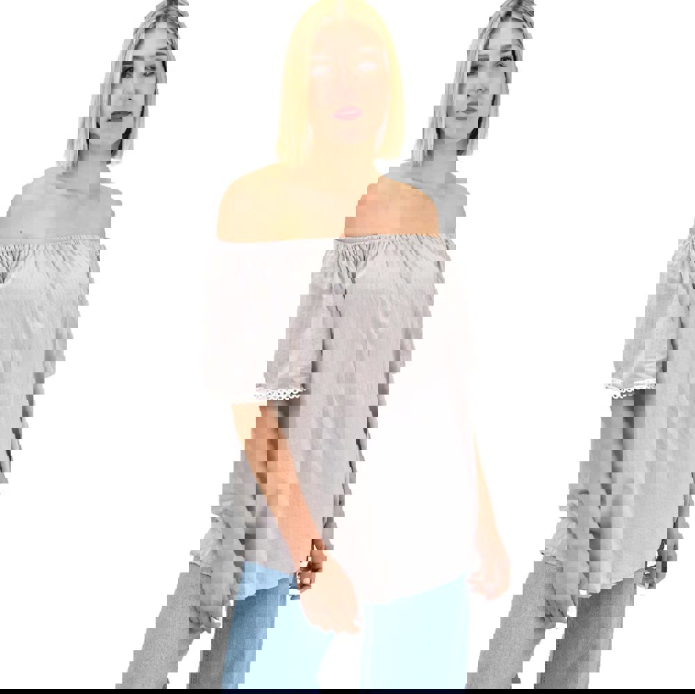 Γυναικεία μπλούζα με τρέσα Γκρι 19414