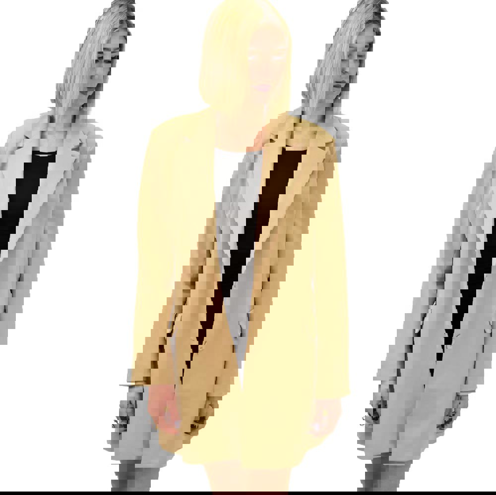 Γυναικείο σακάκι oversized με κουμπιά Μπεζ 18804