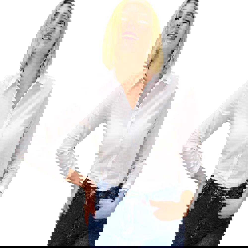 Γυναικείο πουκάμισο μονόχρωμο Λευκό 18814