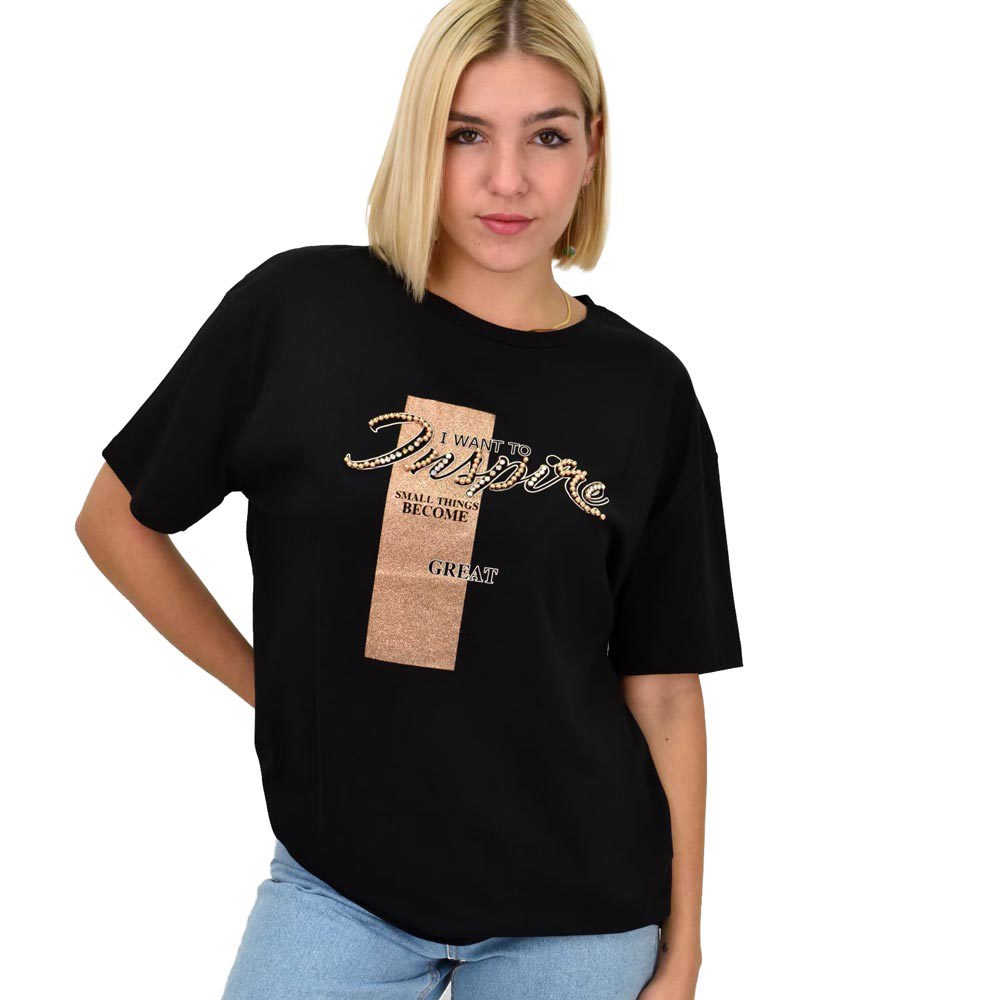 Γυναικείο T-shirt με σχέδιο Μαύρο 22267