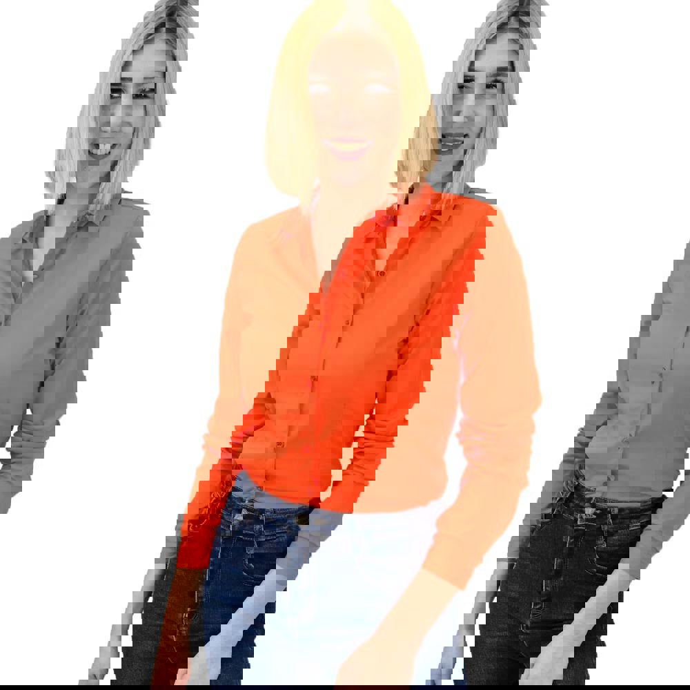 Γυναικείο πουκάμισο μονόχρωμο Πορτοκαλί 18816