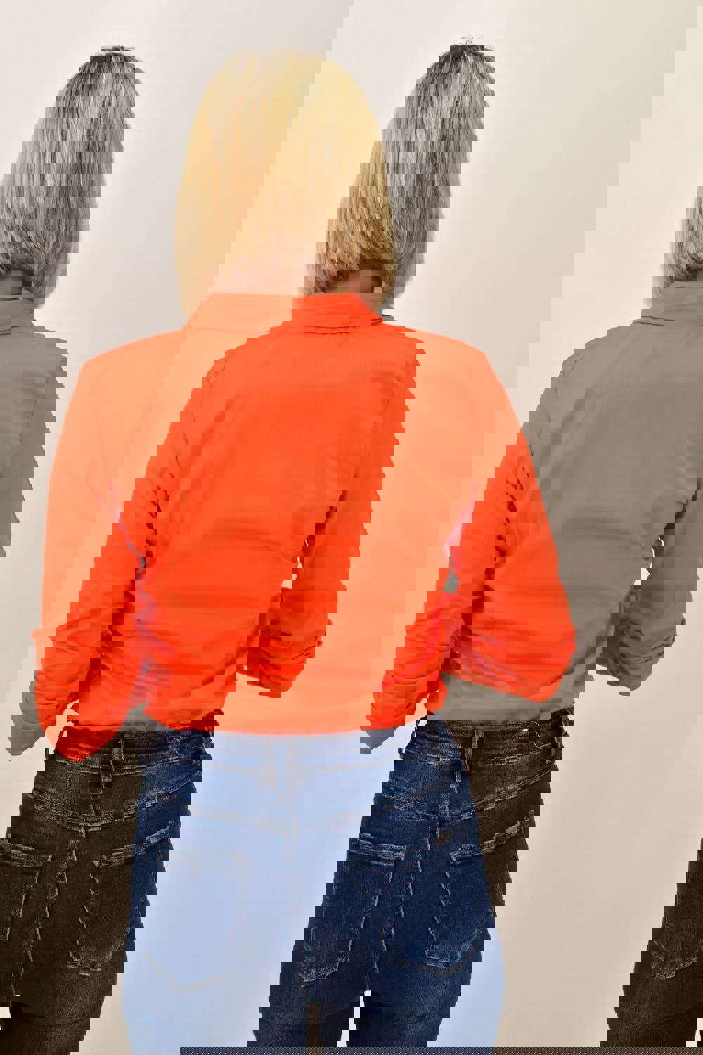 Γυναικείο πουκάμισο μονόχρωμο Πορτοκαλί 18816 φωτογραφία