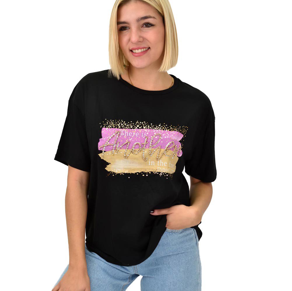 Γυναικείο T-shirt με σχέδιο Μαύρο 22271