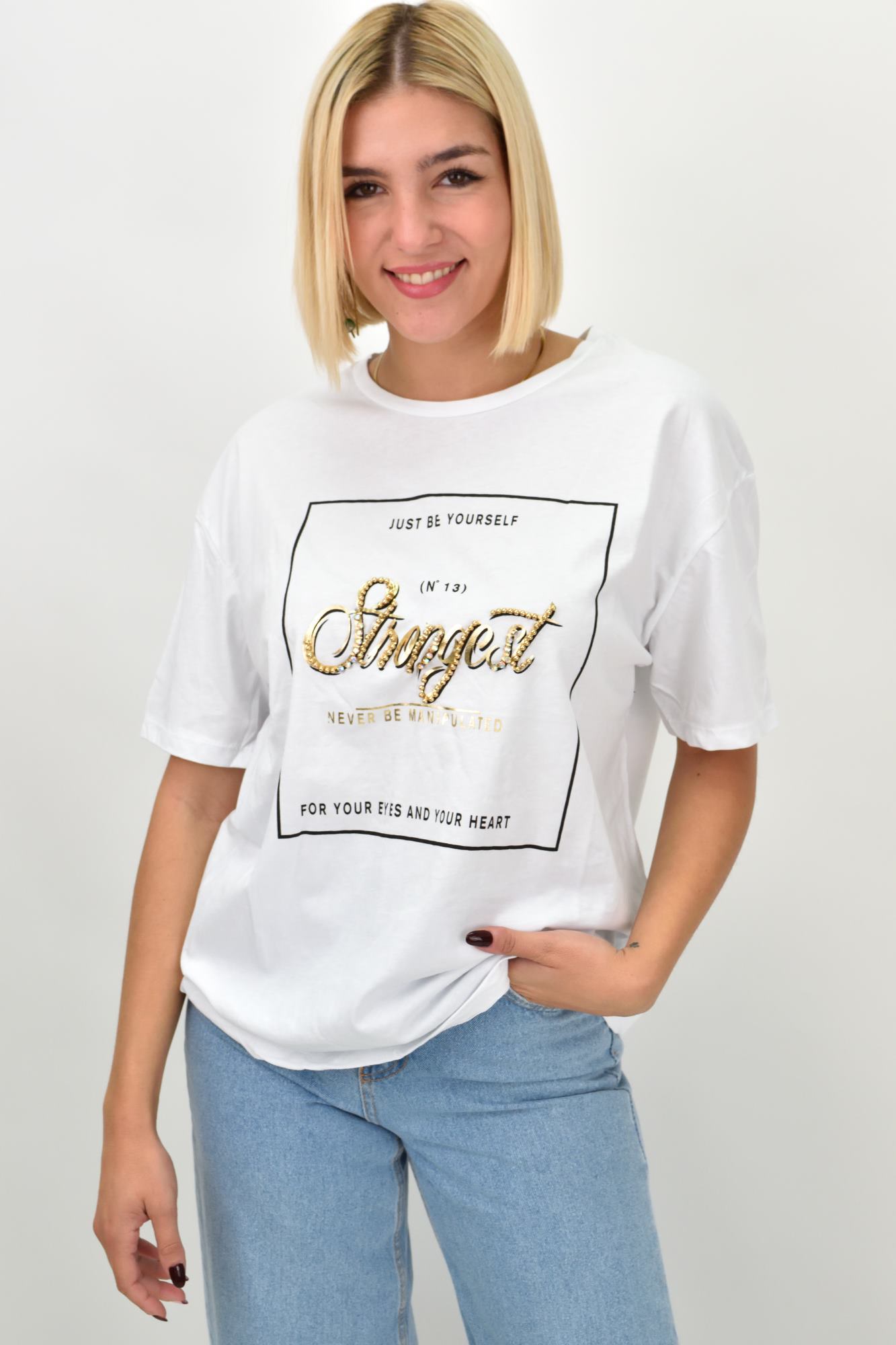 Γυναικείο T-shirt με σχέδιο Λευκό 22264