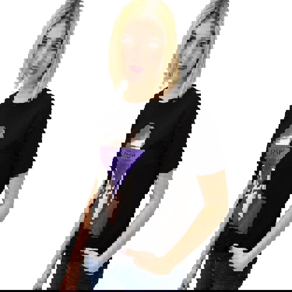 Γυναικείο T-shirt με στρας Follow Μαύρο 18866