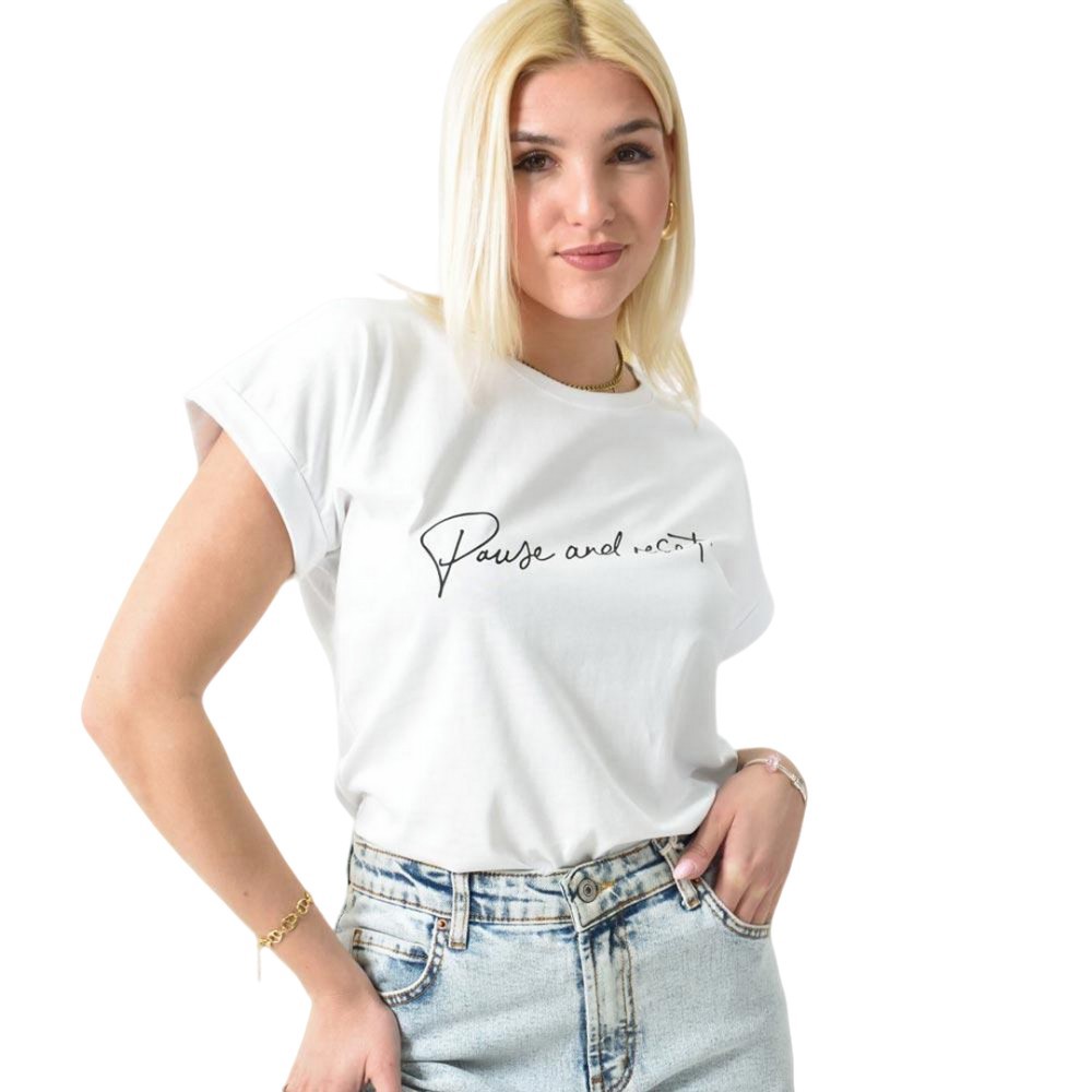 T-shirt με τύπωμα Λευκό 26199