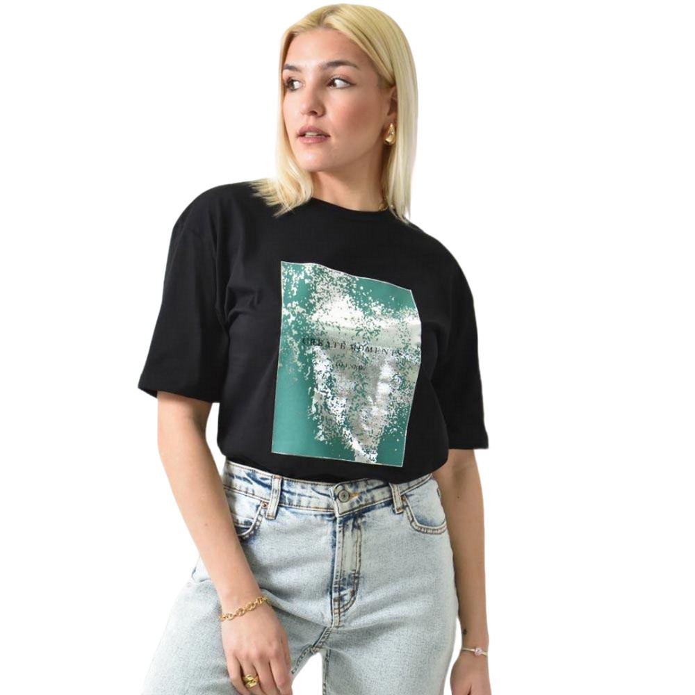 Γυναικείο T-shirt με στάμπα Μαύρο 26270