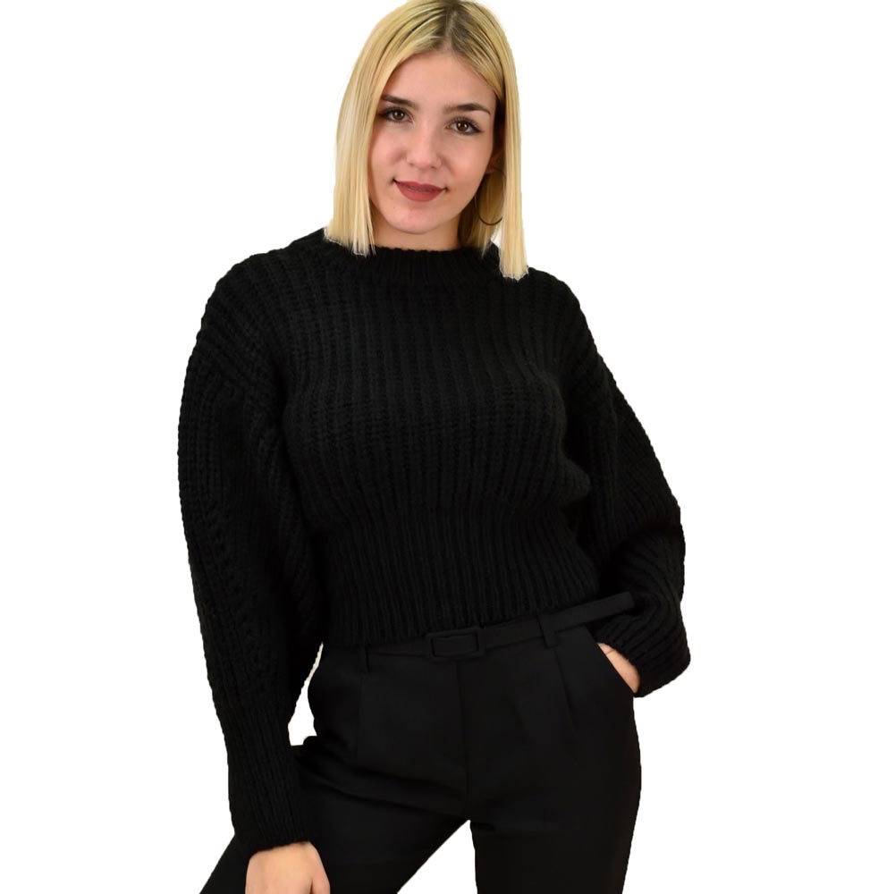 Γυναικείο πλεκτό crop Μαύρο 8863
