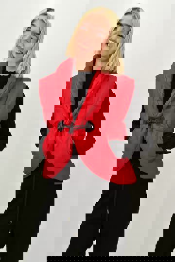  - Γυναικείο αμάνικο μπουφάν με κουμπί μοντγκόμερι κόκκινο