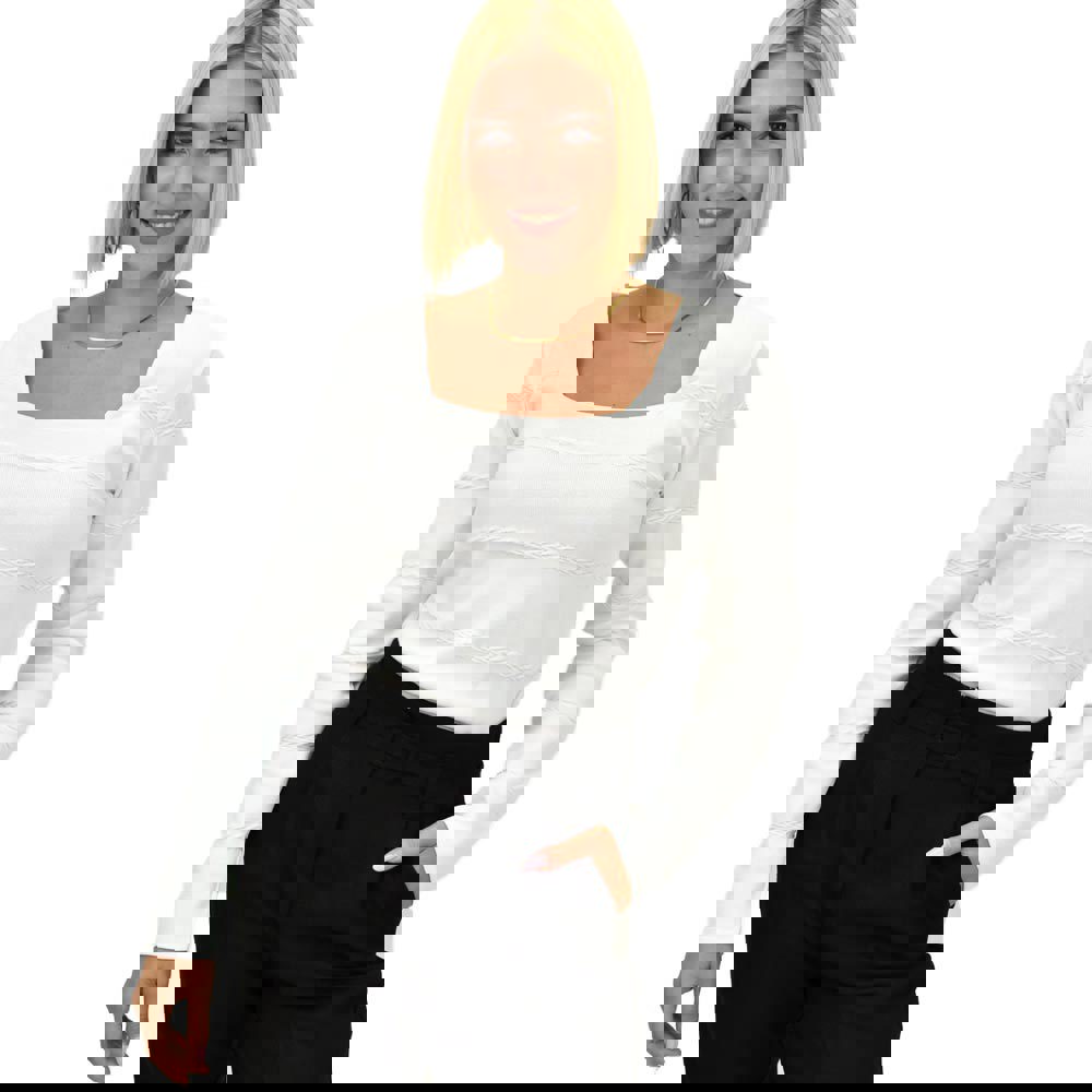 Γυναικείο τοπ με ανάγλυφο σχέδιο Λευκό 21845