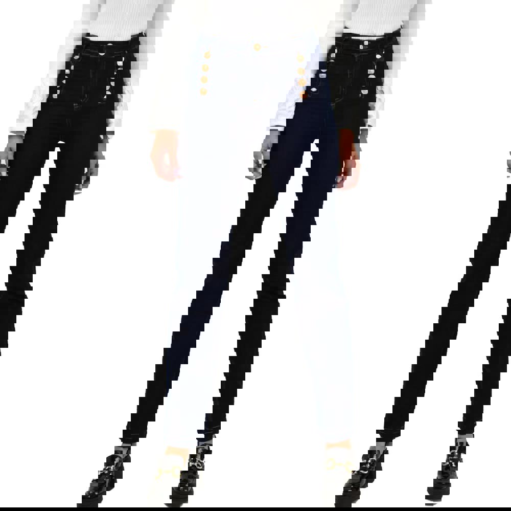 Γυναικείο τζιν παντελόνι με χρυσά κουμπιά Τζιν 21809