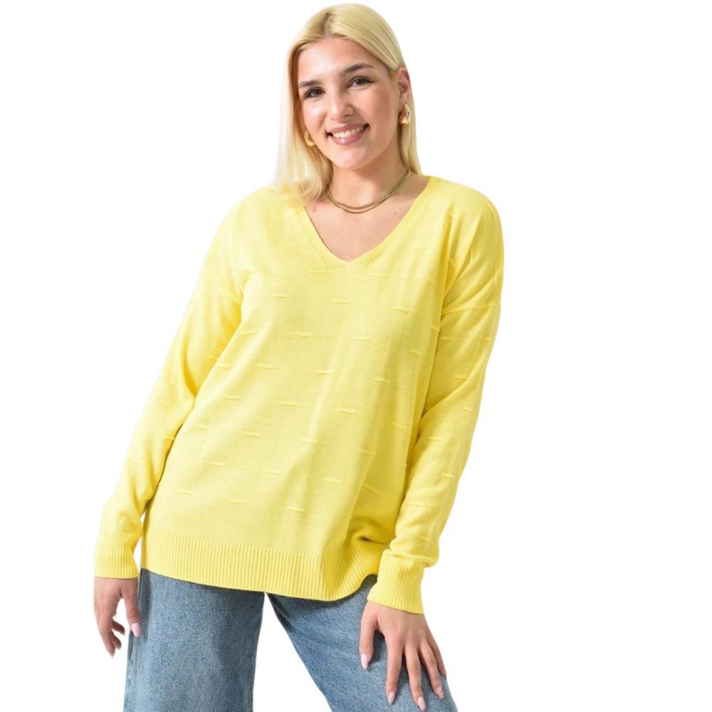 Πλεκτή μπλούζα oversized με 3d σχέδιο Κίτρινο 26238