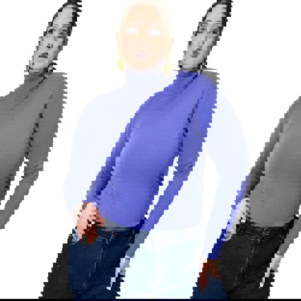 Πλεκτή μπλούζα με ζιβάγκο για μεγάλα μεγέθη Λιλά 22941