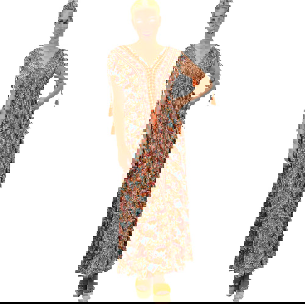 Γυναικείο μεταξωτό boho φόρεμα με κρόσια Μπλε 21195