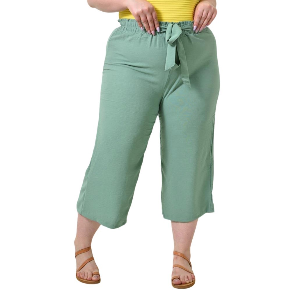 Ζιπ κιλοτ με υφασμάτινη ζώνη Φυστικί 24319