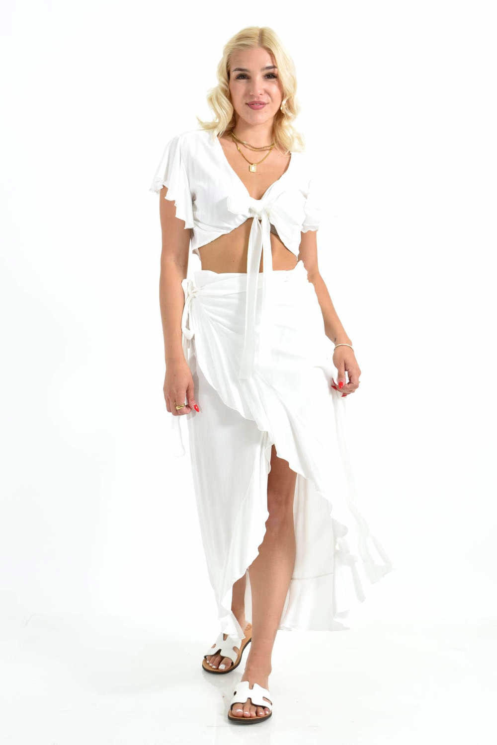 Τοπ μονόχρωμο κρουαζέ Εκρού 26585 φωτογραφία