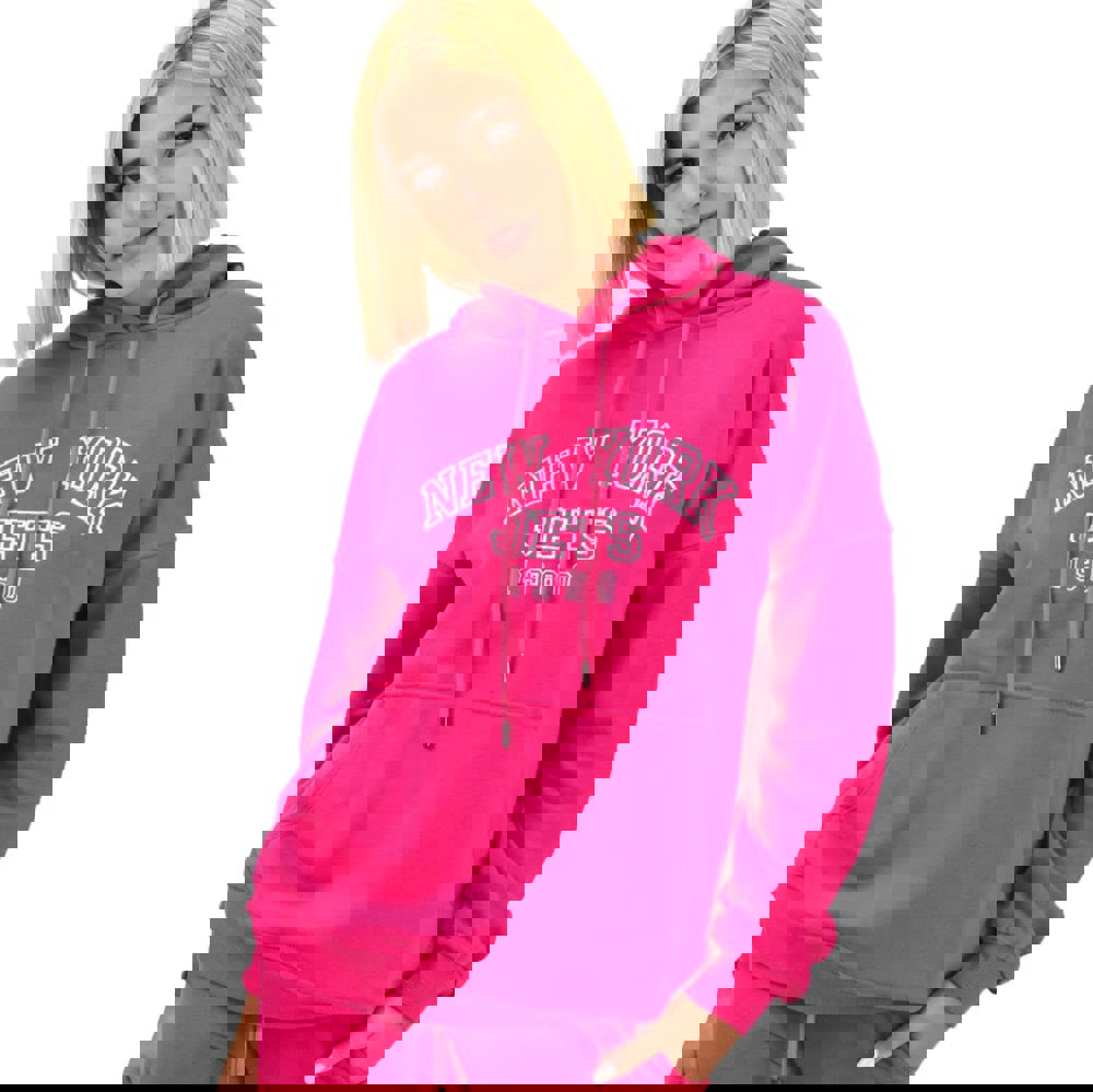 Φούτερ με κουκούλα και κέντημα NEW YORK Φούξια 17566