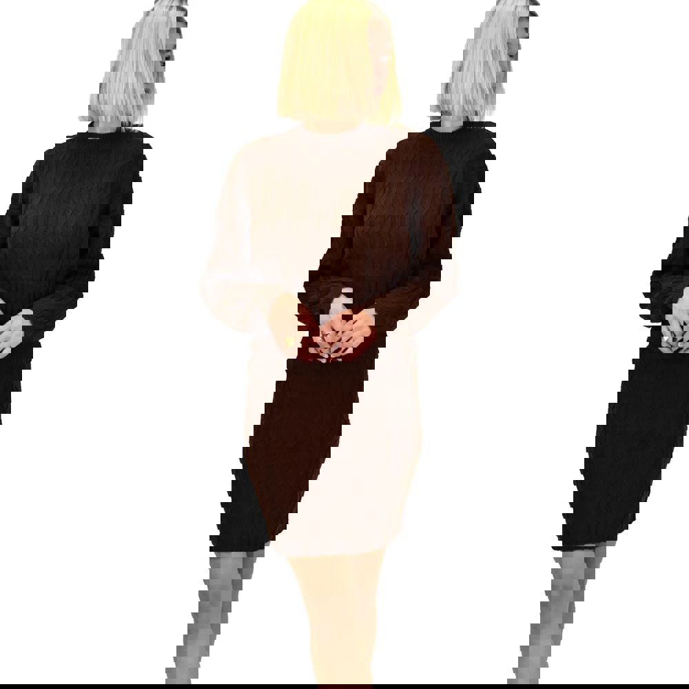 Γυναικείο πλεκτό σετ με σχέδιο πλεξούδες Καφέ 22285