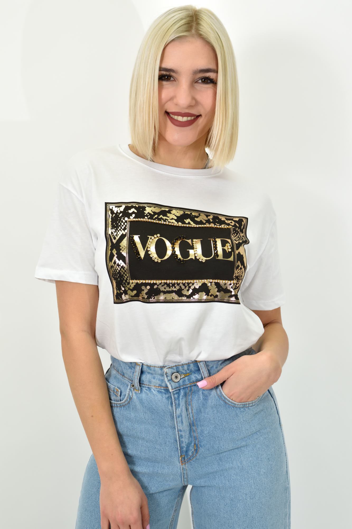 Γυναικείο T-shirt με σχέδιο Vogue Λευκό 23133