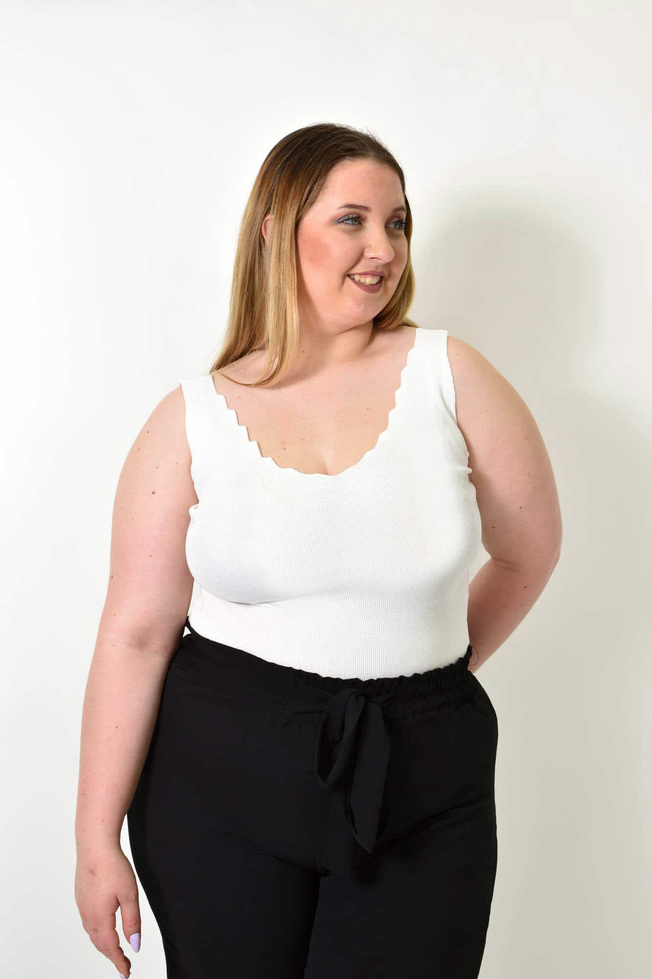 Γυναικείο Plus Size πλεκτό τοπ Λευκό 24364