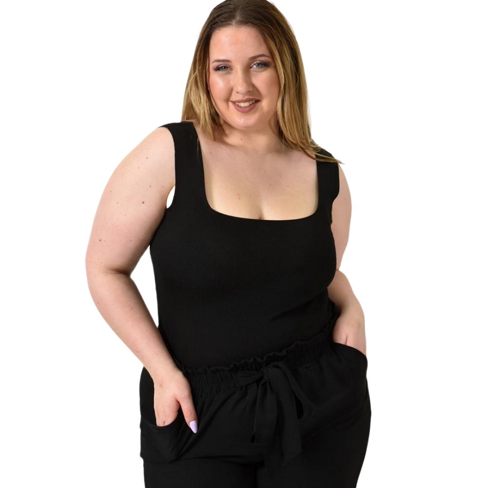 Γυναικείο Plus Size εφαρμοστό τοπ Μαύρο 24412