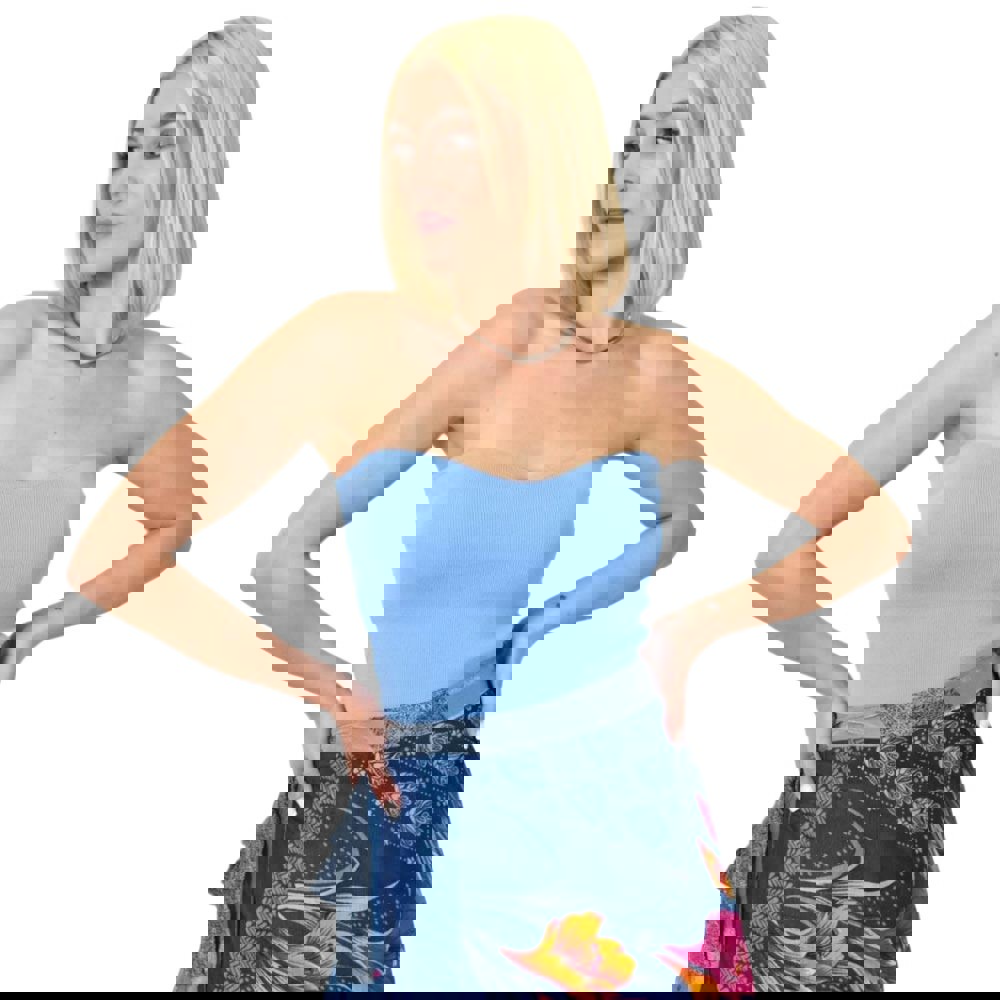 Γυναικείο top στράπλες Γαλάζιο 23977