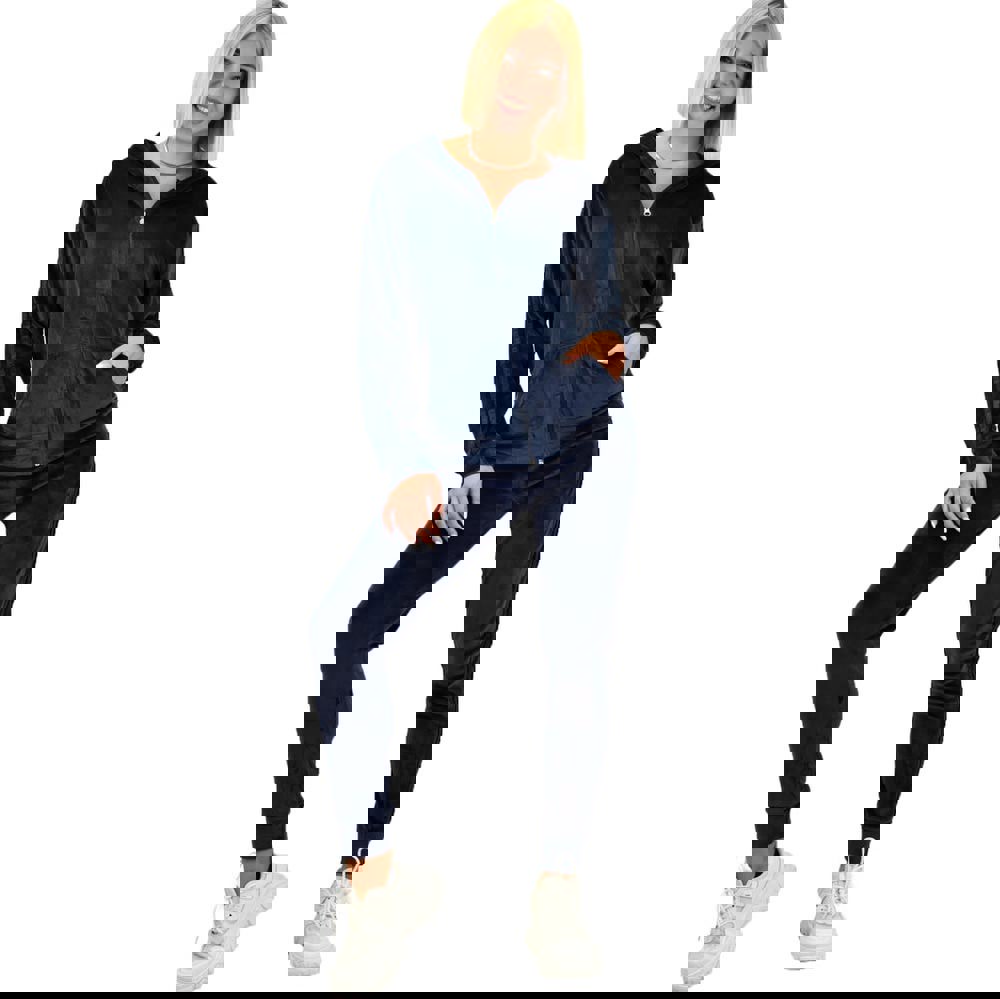 Γυναικείο σετ βελουτέ φόρμα με τύπωμα LOVE Μπλε 17818