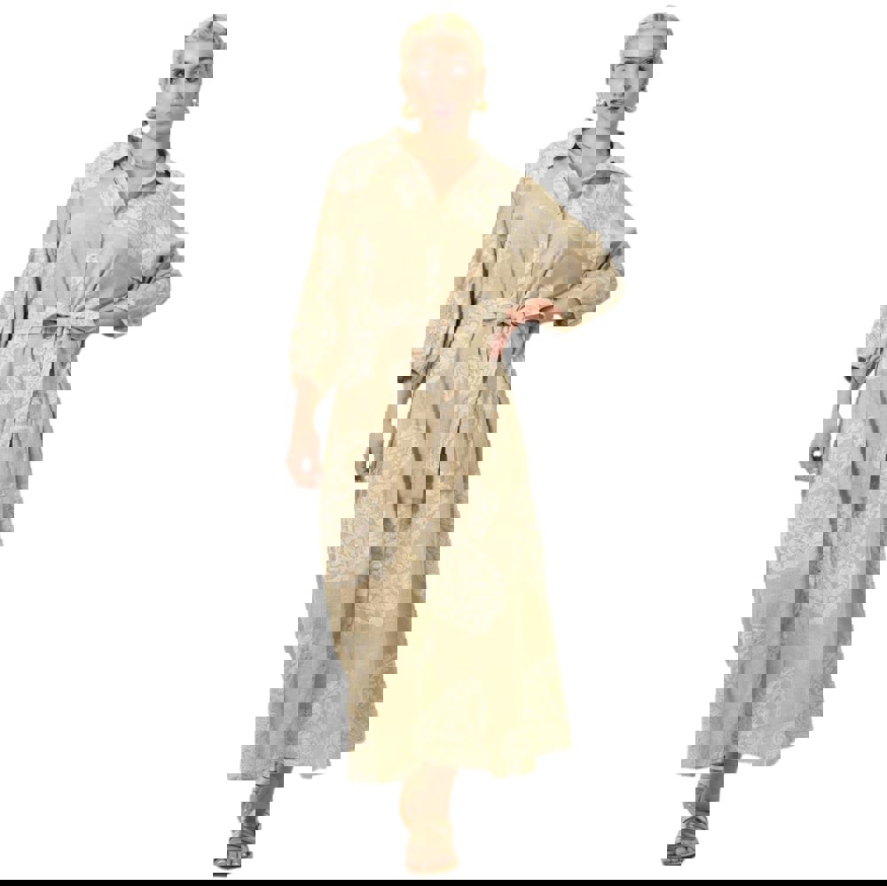 Φόρεμα μακρύ σεμιζιέ με σχέδιο Μπεζ 24153