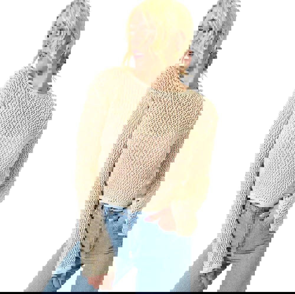 Γυναικεία μπλούζα διάτρητη με ασημοκλωστή Εκρού 23386