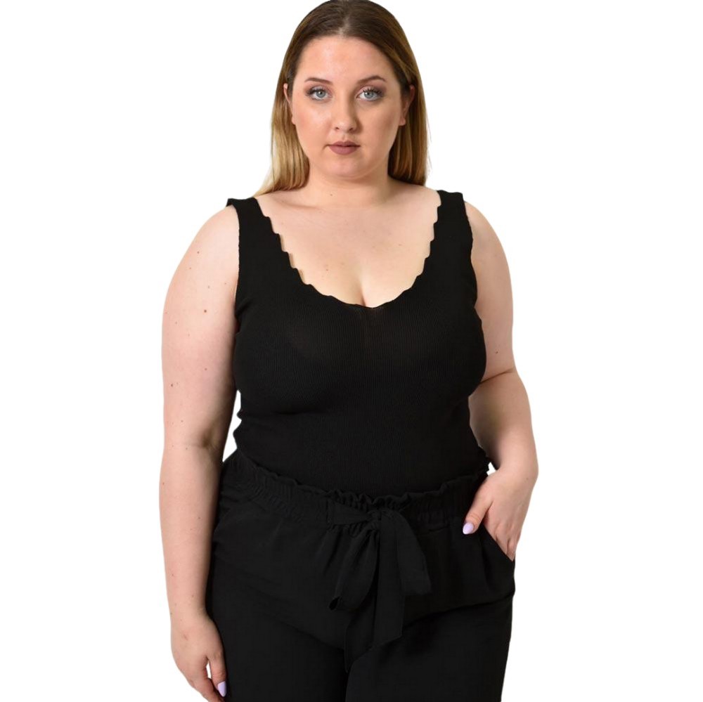 Γυναικείο Plus Size πλεκτό τοπ Μαύρο 24350