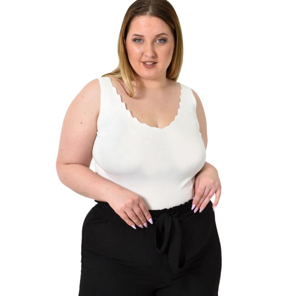 Γυναικείο Plus Size πλεκτό τοπ Λευκό 24364