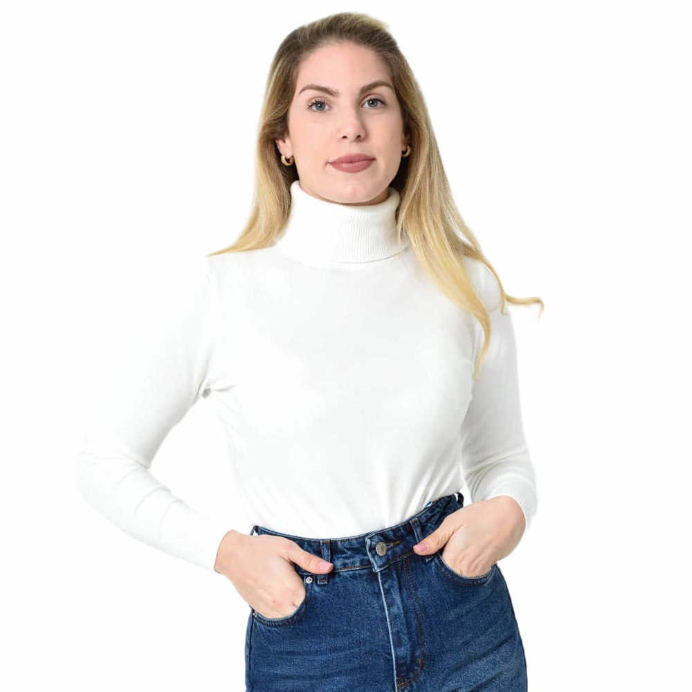 Πλεκτό Ζιβάγκο με Ύφανση Ριπ & Απαλή Υφή Λευκό 27262