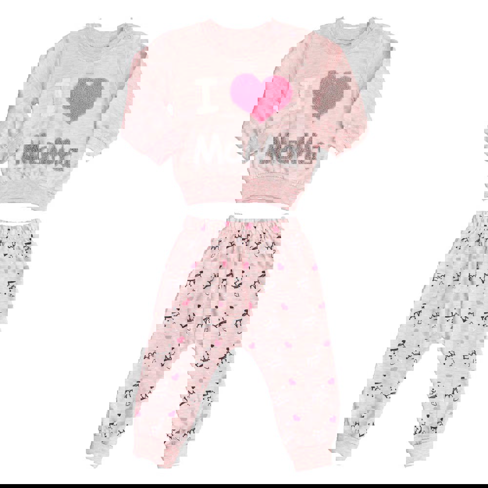 Βρεφικό σετ φόρμας με σχέδιο Ροζ 17160