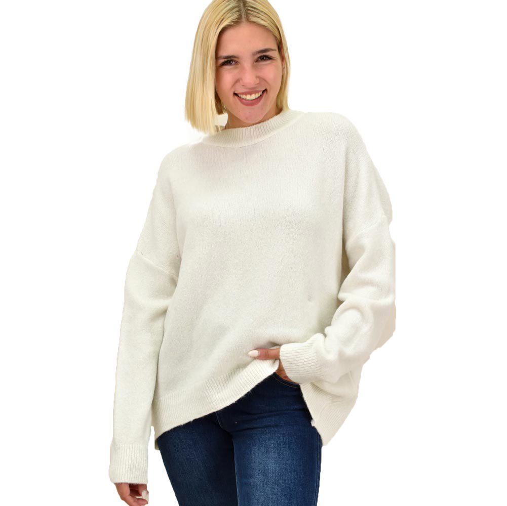 Πλεκτό πουλόβερ oversized Εκρού 17934