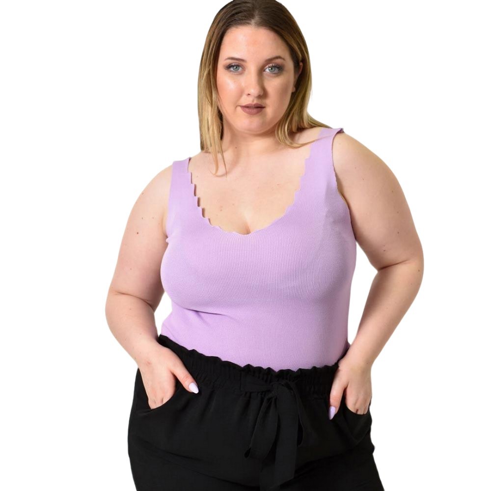 Γυναικείο Plus Size πλεκτό τοπ Λιλά 24352