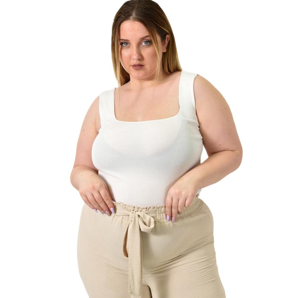 Γυναικείο Plus Size εφαρμοστό τοπ Λευκό 24423