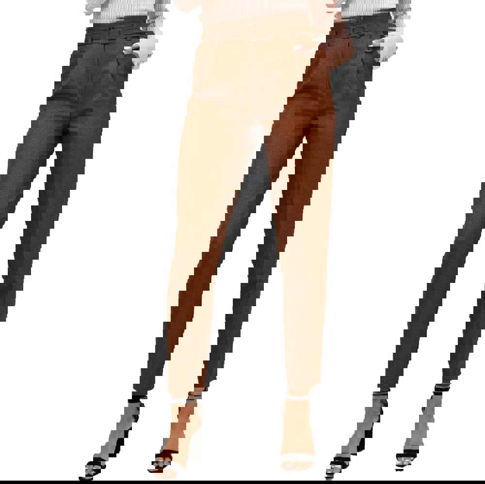 Παντελόνι με πιέτες και ζώνη Καφέ 17629