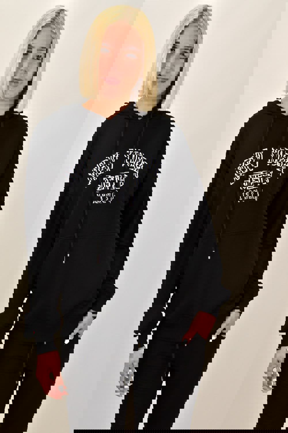 Φούτερ με κουκούλα και κέντημα NEW YORK Μαύρο 17565 φωτογραφία