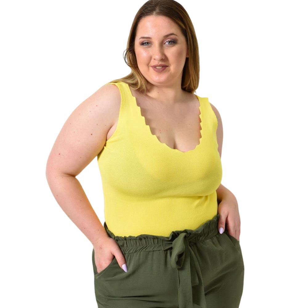 Γυναικείο Plus Size πλεκτό τοπ Κίτρινο 24353