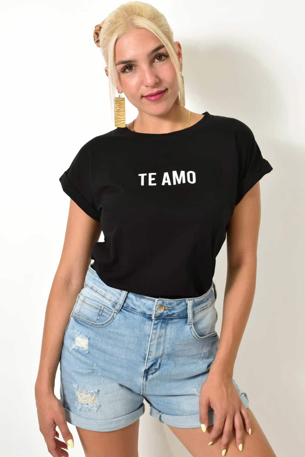 T-shirt με τύπωμα TE AMO Μαύρο 25598 φωτογραφία