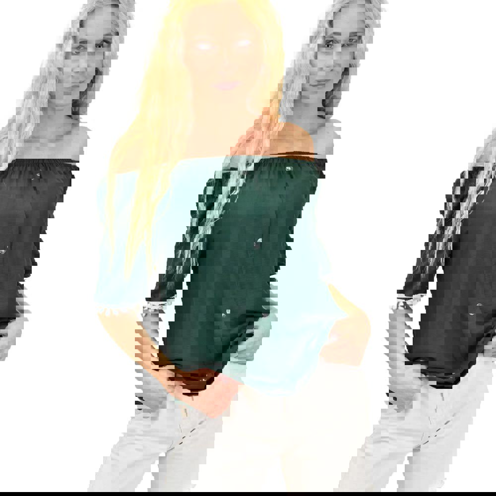 Γυναικεία μπλούζα με κουμπιά Κυπαρισσί 14910