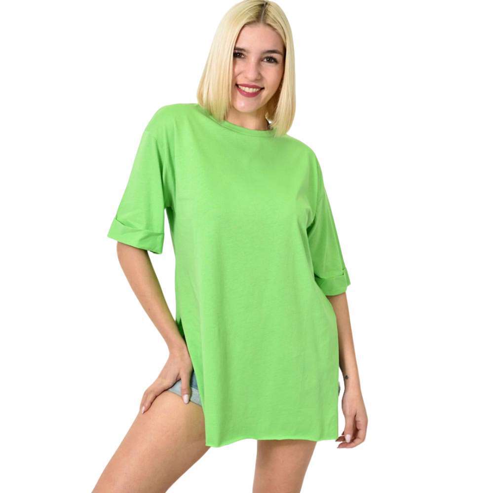 Τ-shirt μονόχρωμο oversized Λαχανί 23563