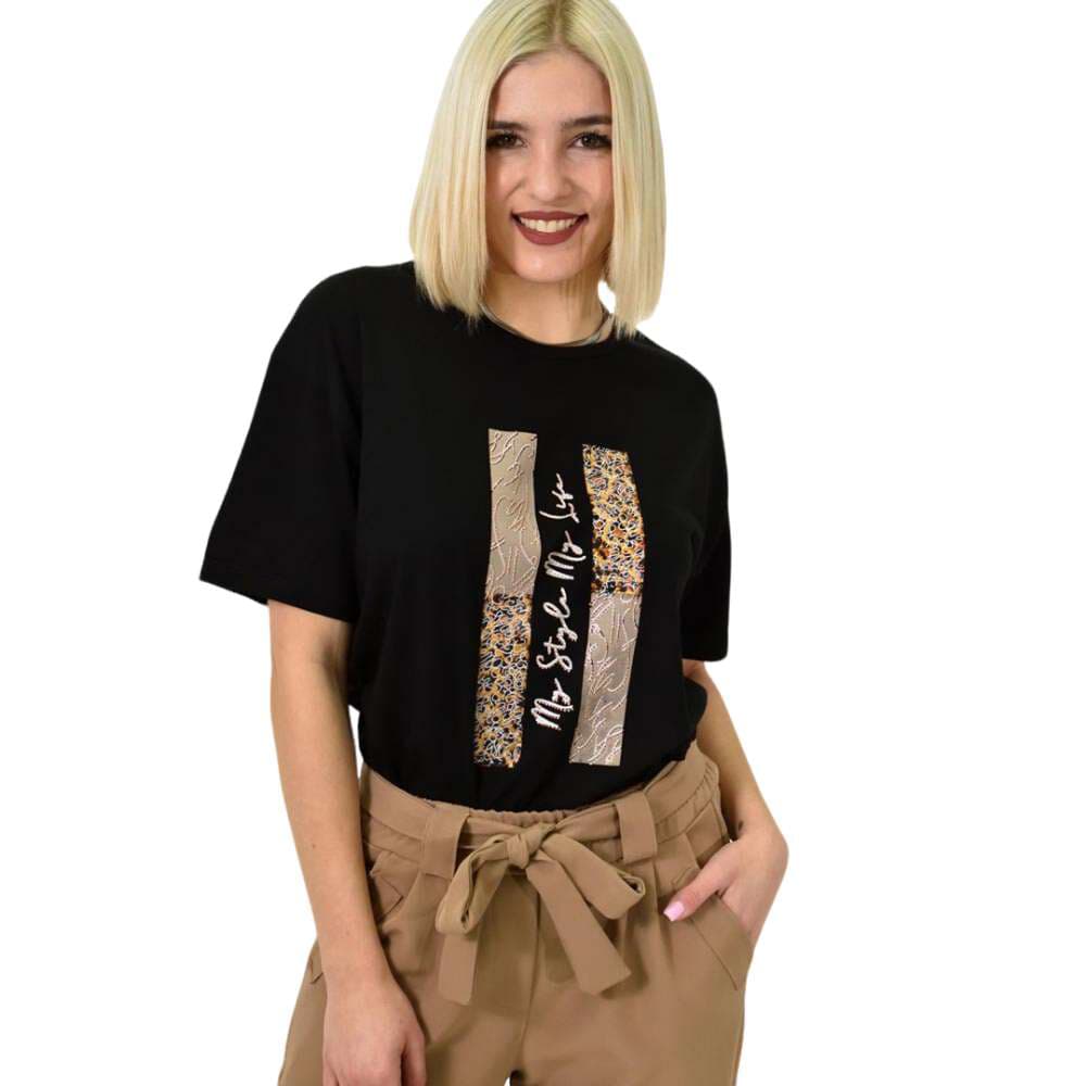 Γυναικείο T-shirt με σχέδιο Μαύρο 23126