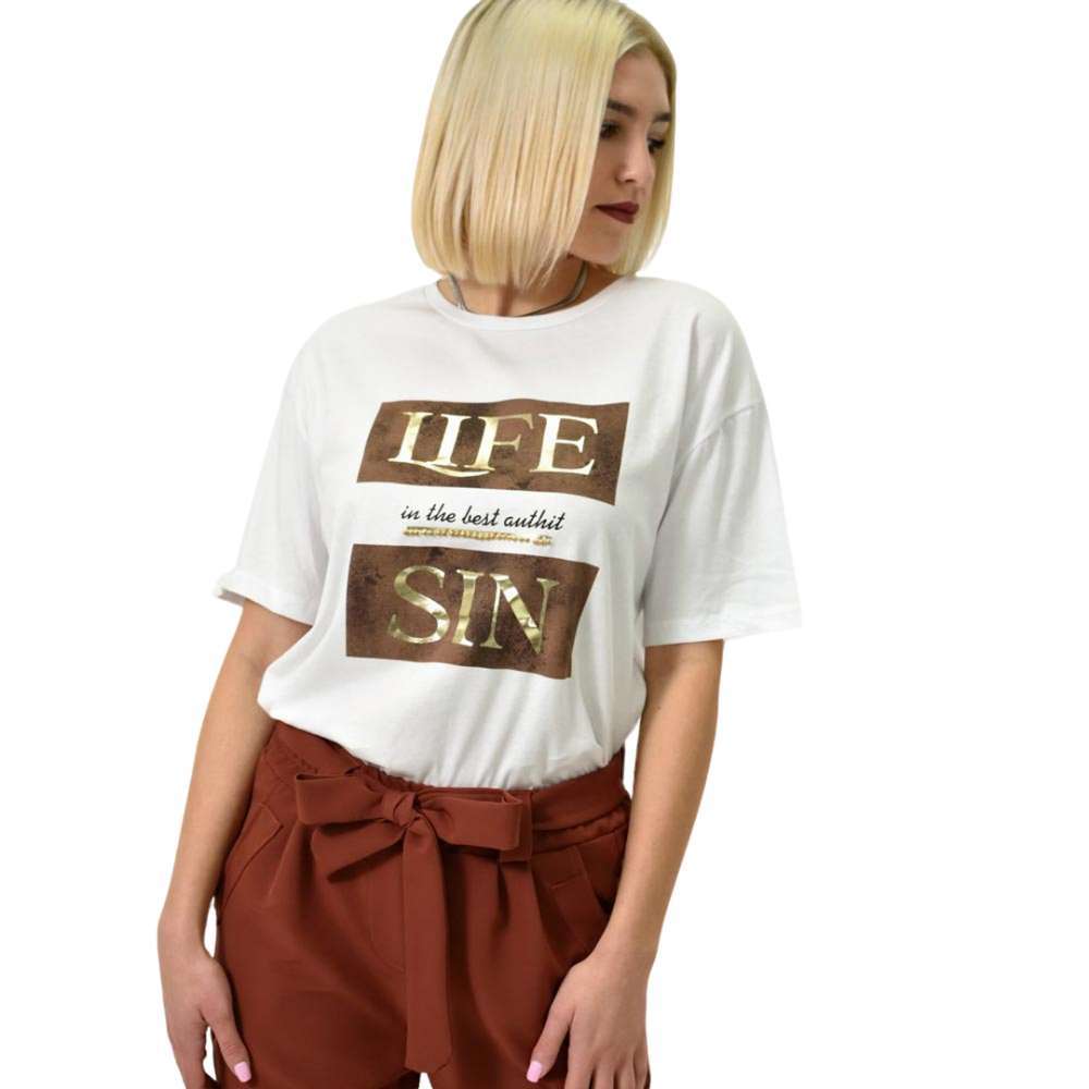 Γυναικείο T-shirt με σχέδιο Λευκό 23185