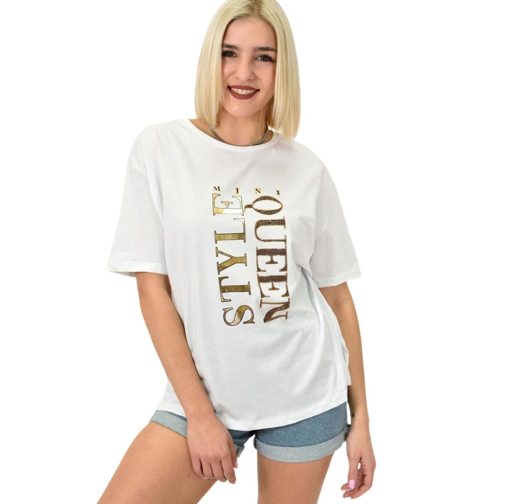 Γυναικείο T-shirt με σχέδιο STYLE QUEEN Λευκό 23165
