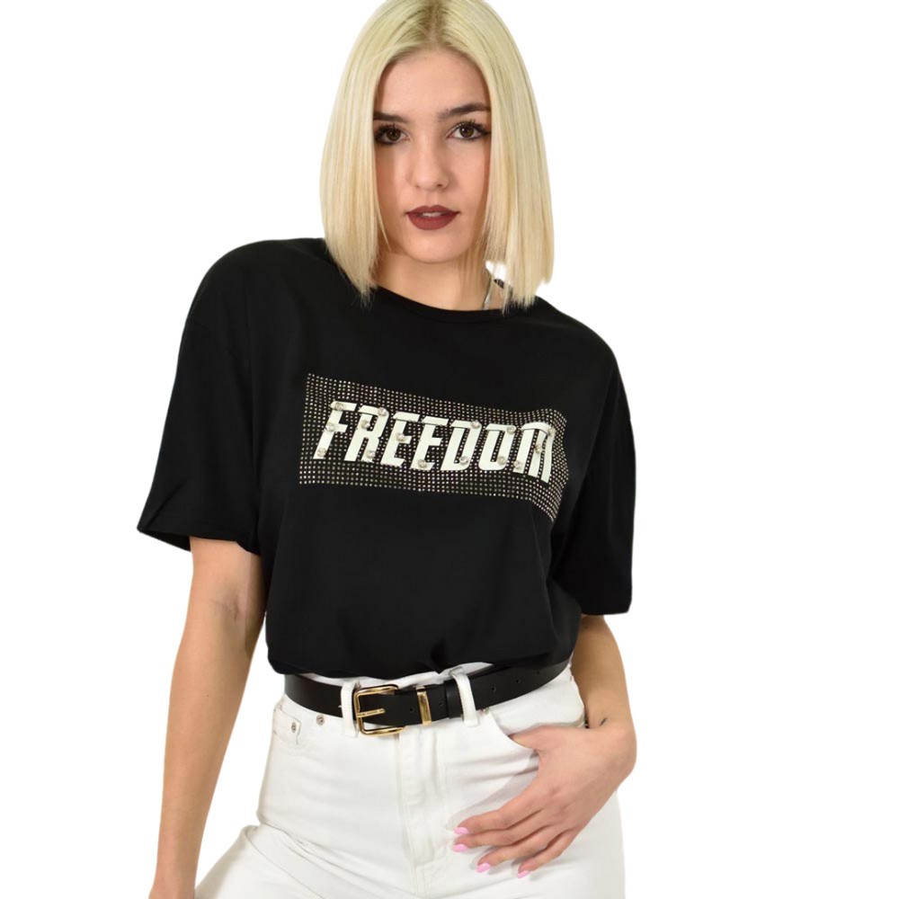 Γυναικείο T-shirt με σχέδιο Freedom Μαύρο 23140