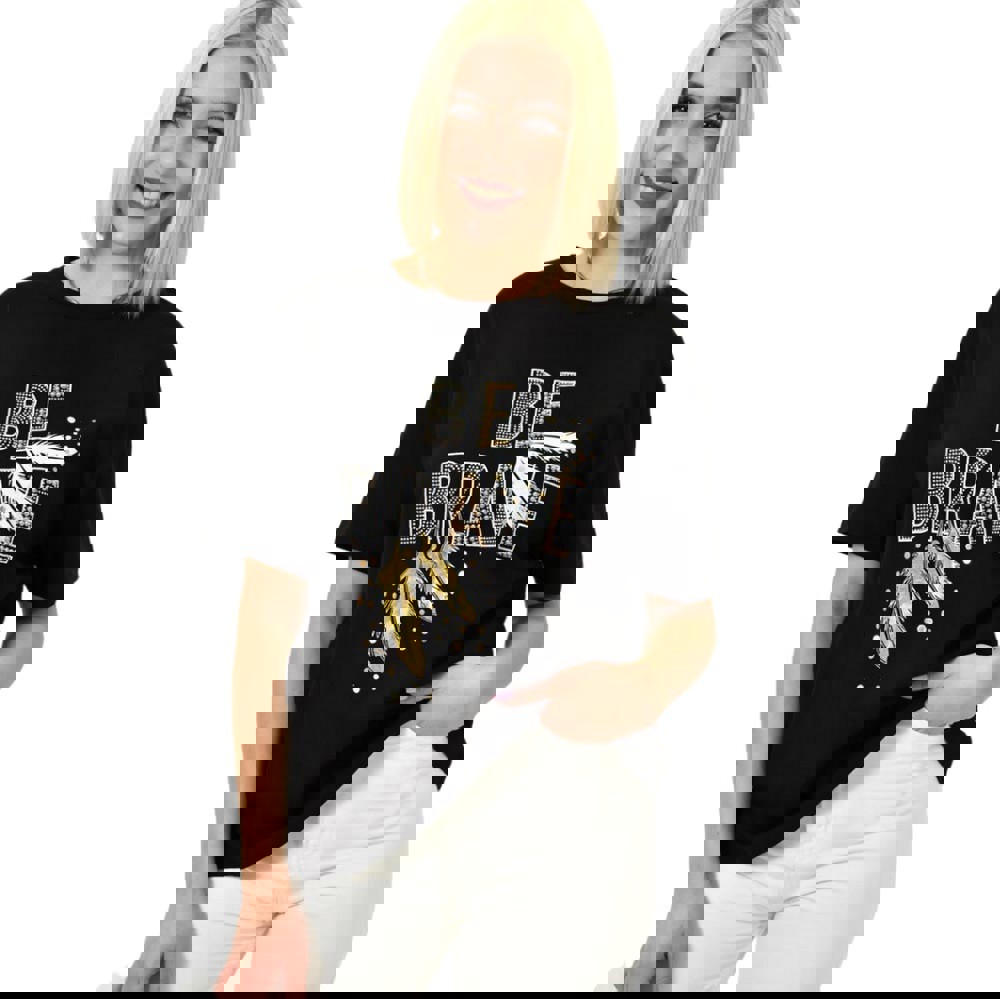 Potre OR Γυναικείο T-shirt με σχέδιο Be brave Μαύρο 23172