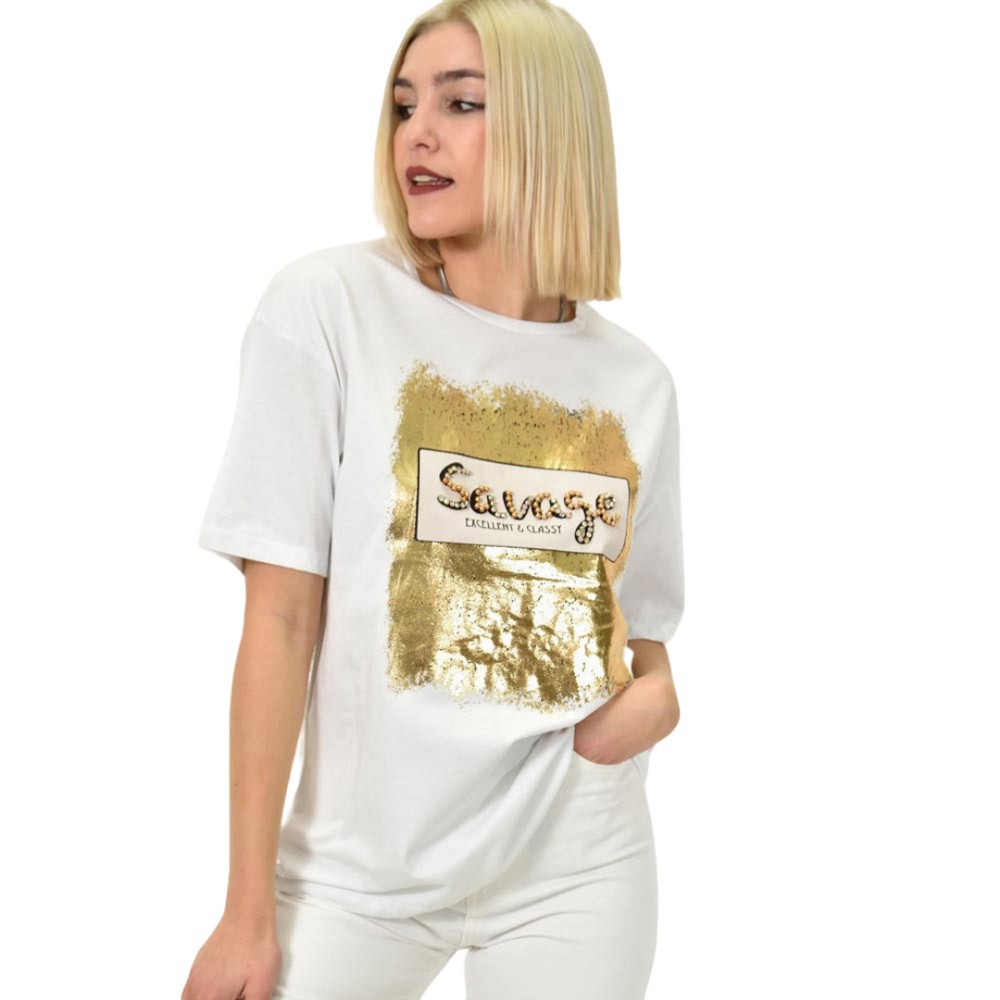 Γυναικείο T-shirt με σχέδιο Savage Λευκό 23167